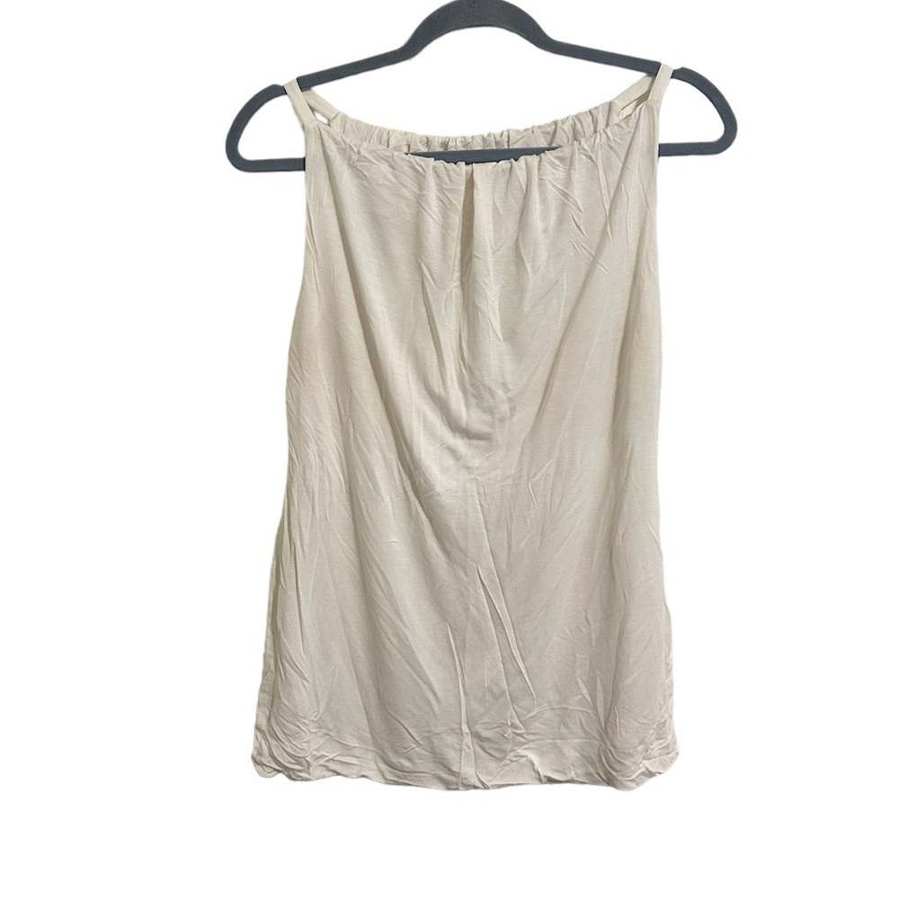 CAbi Cream Sleeveless Tank Top with Scoop Neckline